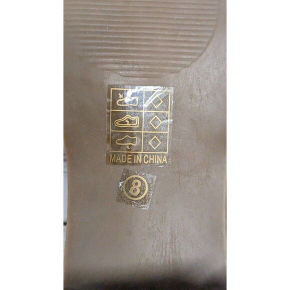 Journee Collection Womens Size 8 Brown Woven Block Heel Open Toe Slide Sandal - Picture 11 of 11